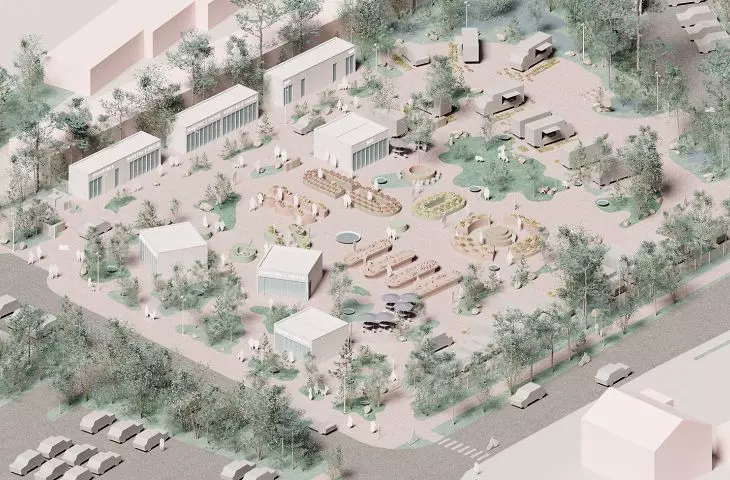 Visualization of the project to revitalize the Blonie market, 