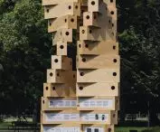 the structure is made of forty-five wooden modules