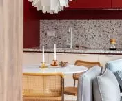 bright interior is broken with strong colors
