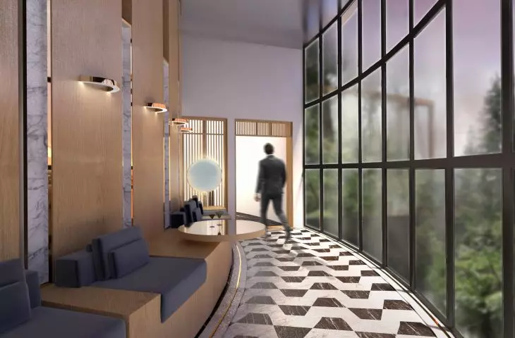 Khrushchev Villa, corridor with seats