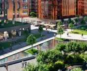An aerial view of the promenade of the Brabank complex in Gdansk, proj.: Studio Architektoniczne Kwadrat