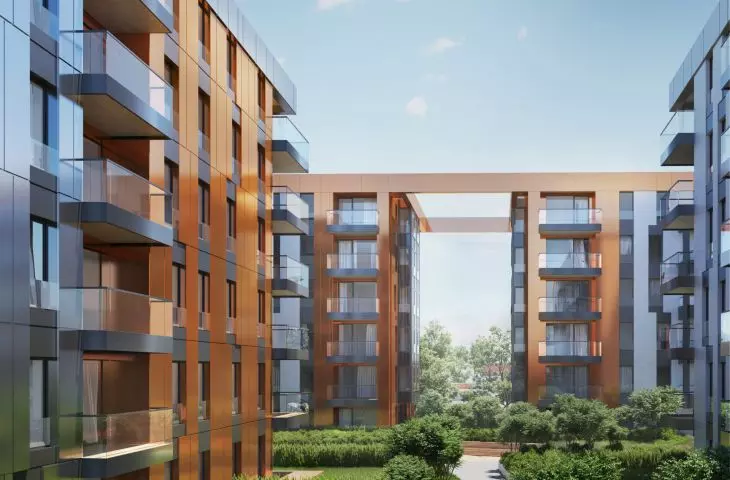 Courtyard of Brabank residential and commercial complex in Gdansk, proj.: Studio Architektoniczne Kwadrat