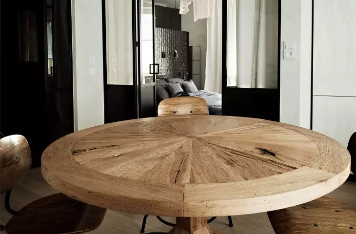 Round wooden living room table