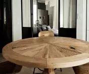 Round wooden living room table