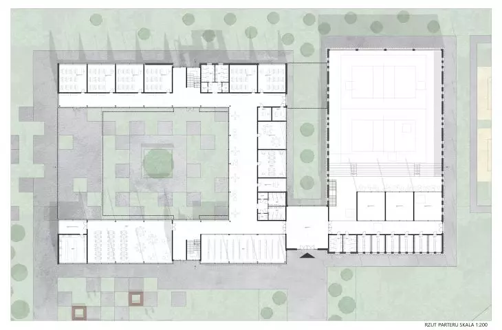 Projekt Birch School, rzut parteru