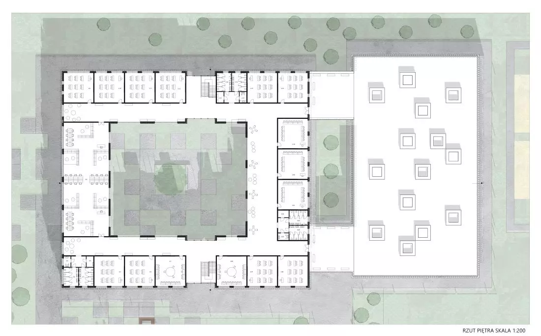 Projekt Birch School,
rzut piętra
