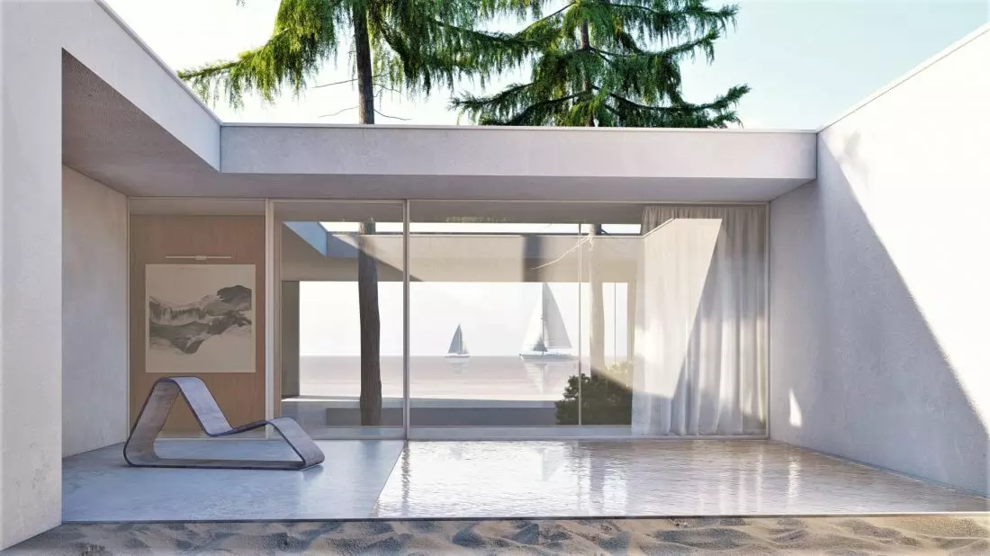 Sand House,
wewnętrzy
dziedziniec chroni przed wiatrem
