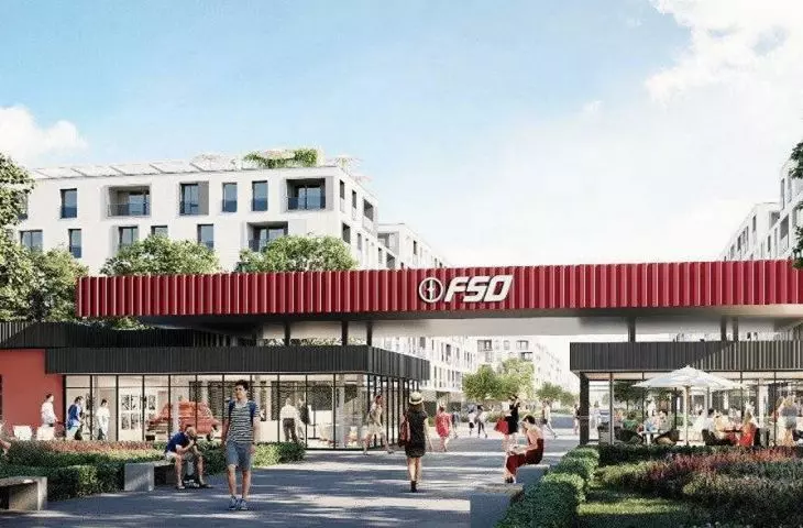 Preliminary concept for the development of the former car factory site in Warsaw (visualization)