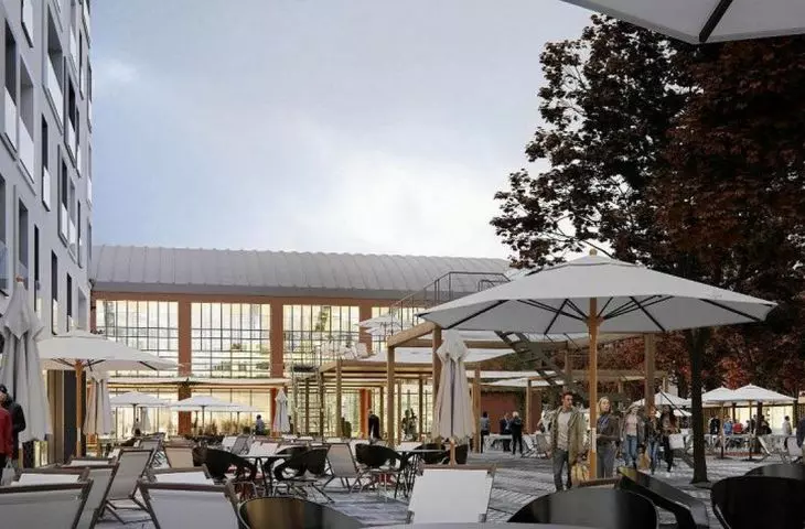Preliminary concept for the development of the former car factory site in Warsaw (visualization)