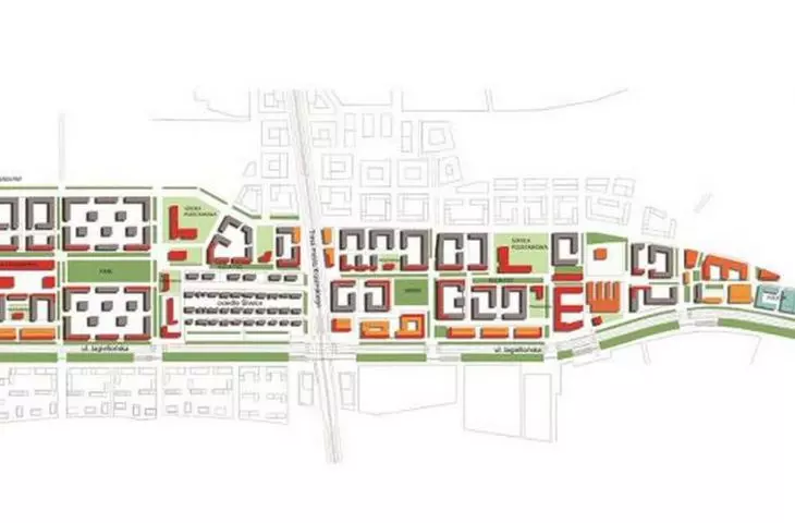 Preliminary concept for the development of the former car factory site in Warsaw (visualization)