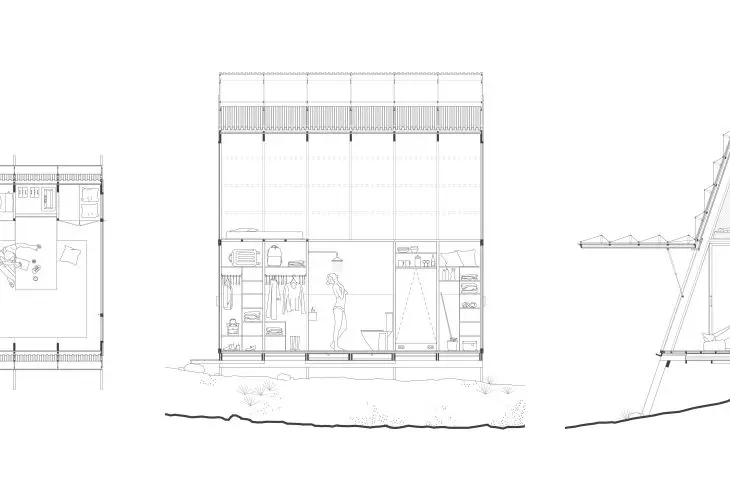 Dew Catcher, plan and sections