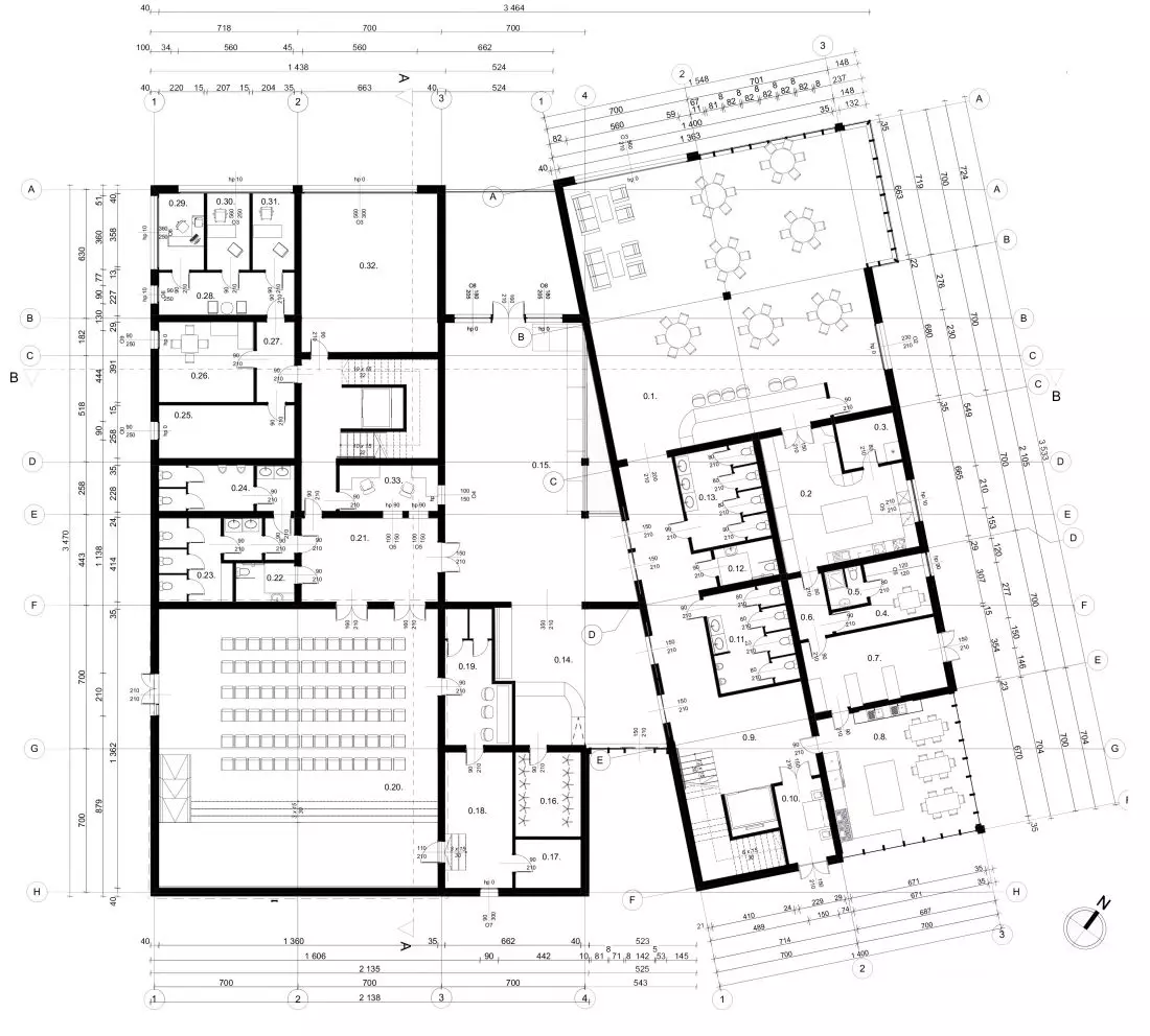 Ośrodek kultury dla
seniorów, rzut parteru
