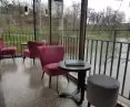 the cafe overlooks the city moat