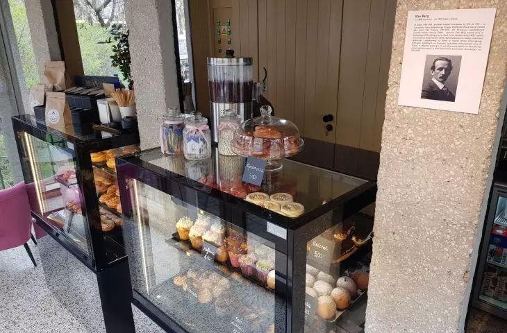 inside the cafe you can find information about the architect