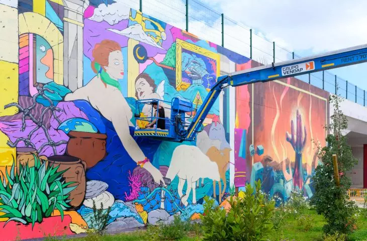 Murale na 30-lecie V4 w Parque das Nações w Lizbonie