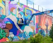 Murale na 30-lecie V4 w Parque das Nações w Lizbonie