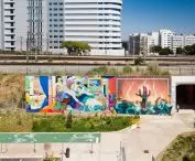 Murale na 30-lecie V4 w Parque das Nações w Lizbonie 