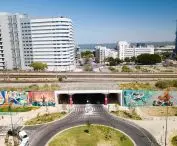 Murale na 30-lecie V4 w Parque das Nações w Lizbonie