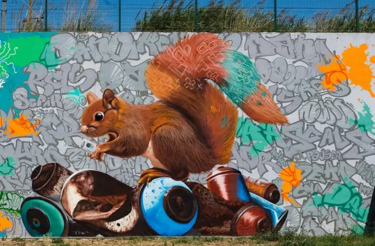 Jeden z murali na 30-lecie V4 w Parque das Nações w Lizbonie 