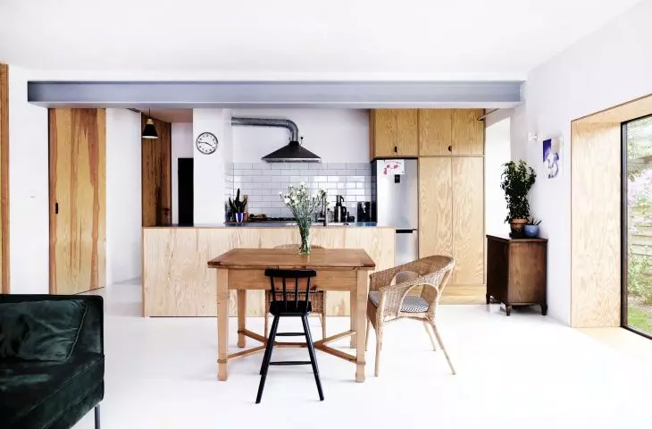 view of open living room with kitchen