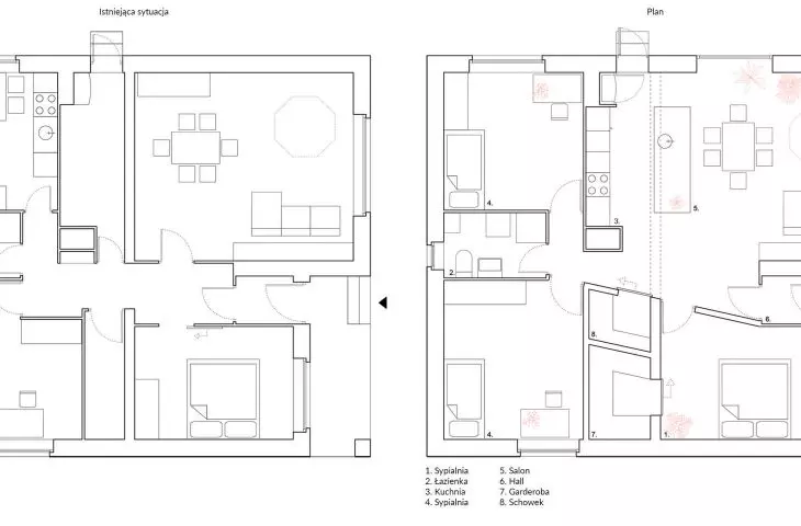 projections before and after reconstruction