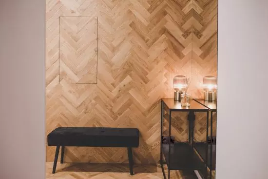 parquet on the wall in the hallway parkiet on the wall in the hallway