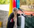 Wanda Traczyk-Stawska podczas uroczystości wmurowania kamienia
