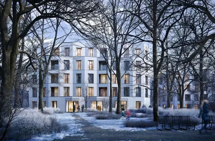 Wizualizacja budynków mieszkalnych na wzgórzu św. Wojciecha w Poznaniu (Solna 6) - proj. JEMS Architekci