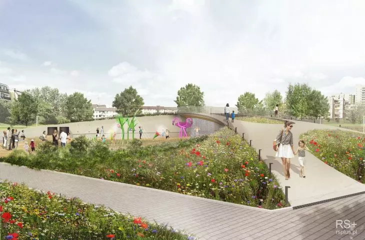 Water playground in Jaworek Park in Tychy (visualization)