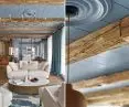 juxtaposition of blue with raw wood