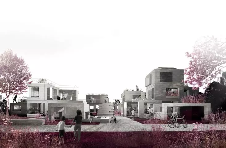 prefabricated social housing estate, London, international competition, design: Molecule Architecture