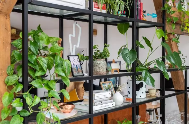 Industrial shelf acting as a wall