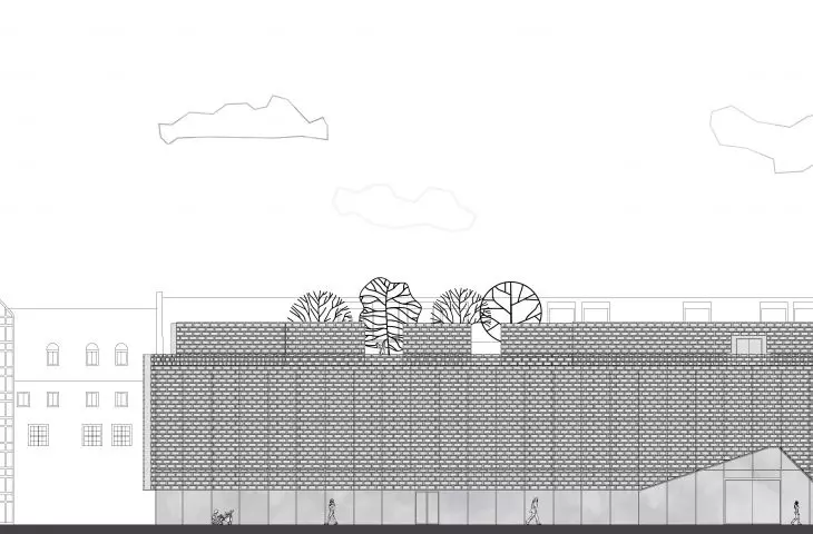 Mediateka in Wroclaw, front elevation