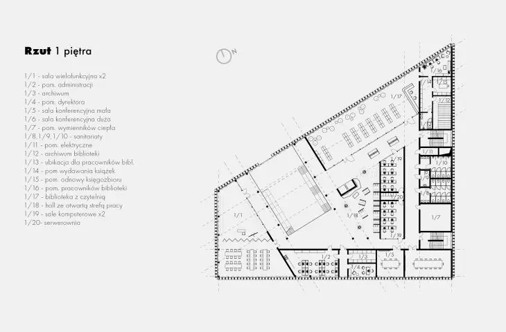 Mediateka in Wroclaw, 1st floor plan