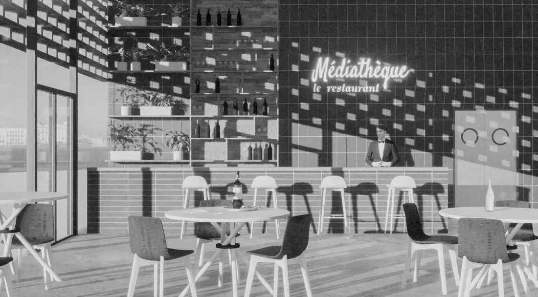 Wnętrze restauracji
Mediateki