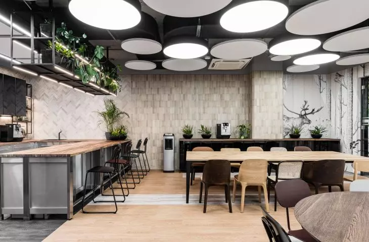 Columbus Energy office, dining room with kitchen