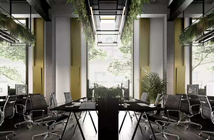 Visualization of an office building on the MTP grounds at Grunwaldzka Street in Poznań, by CDF Architekci.