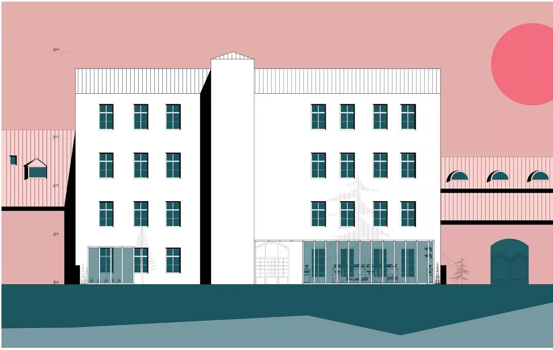 Projekt Domu PomocySpołecznej w Krakowie, elewacja