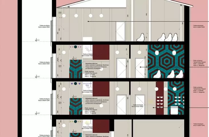 Projekt Domu Pomocy Społecznej w Krakowie, przekrój