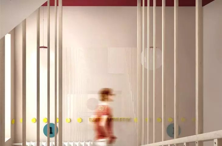Projekt Domu Pomocy Społecznej w Krakowie, klatka schodowa