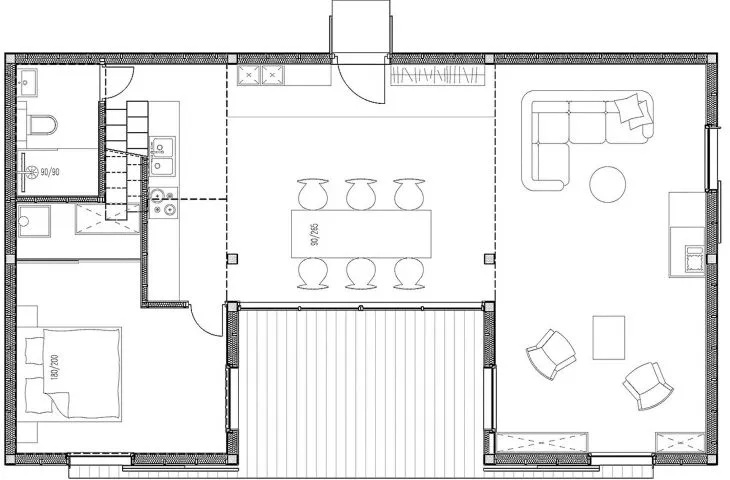 rzut — projekt domu dwumodułowego
