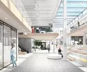 Projekt rozbudowy i adaptacji uczelni PWSIP, wizualizacja holu