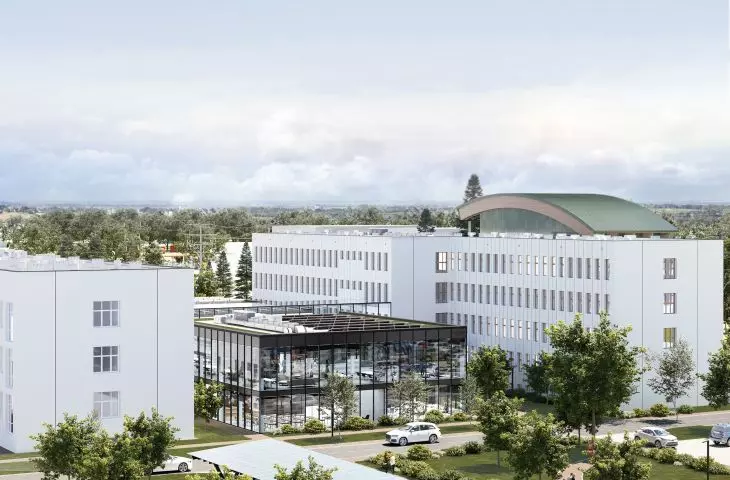  Projekt rozbudowy i adaptacji uczelni PWSIP, widok z lotu ptaka