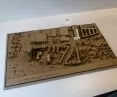 A mockup with an inset model of the H6 office building. 