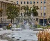 Square in front of Stary Browar in Poznan on Ratajczaka Street after revaluation by 1050 Pracownia Architektury