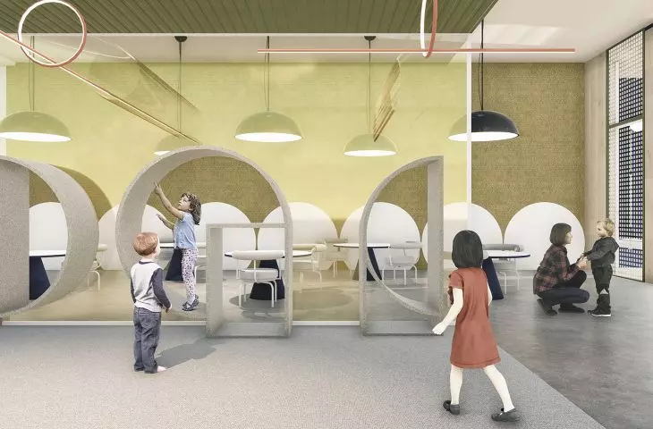 Projekt multidyscyplinarnego przedszkola w Kaliszu, przestrzeń ogólna