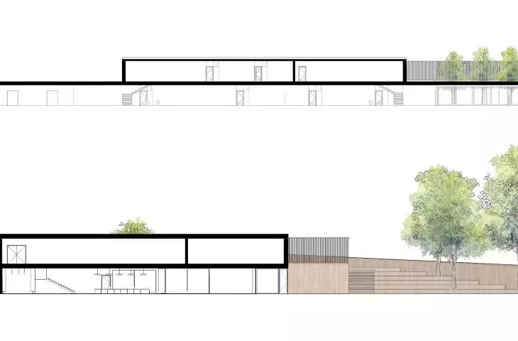 Projekt multidyscyplinarnego przedszkola w Kaliszu, przekroje