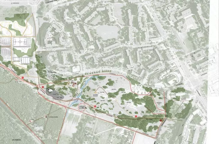 Park named after Cichociemnych Spadochroniarzy AK in Warsaw after reconstruction (visualization).