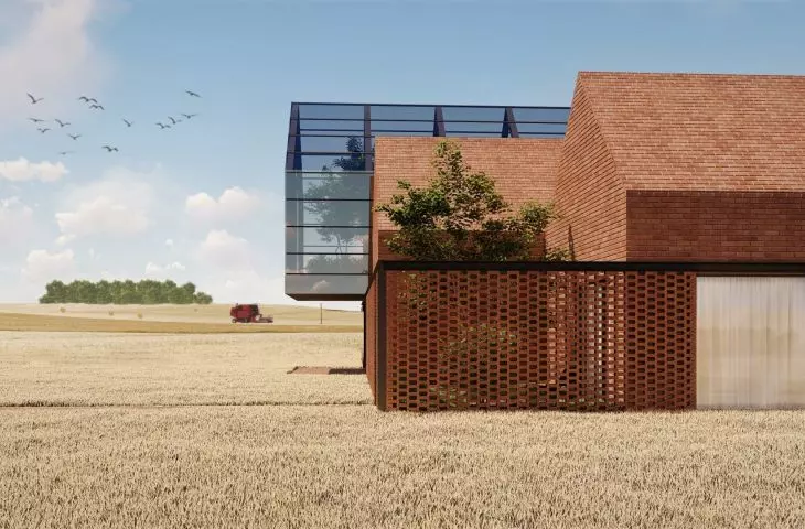 Farm House, elewacja wykonana z czerwonej cegły