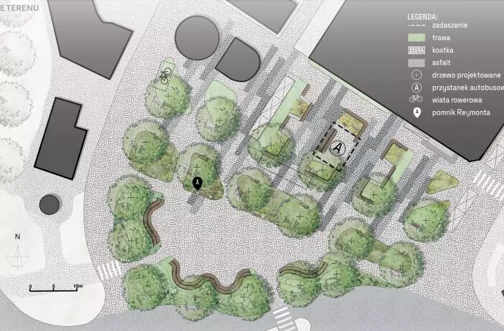 Wladyslaw Reymont Square in Zlotorya, development